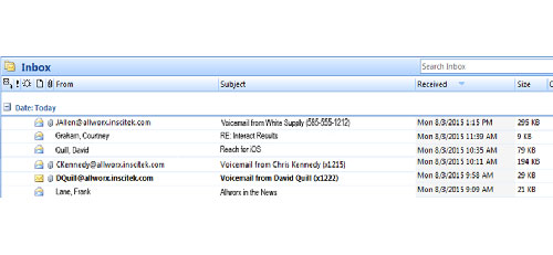 voicemail-to-email inbox