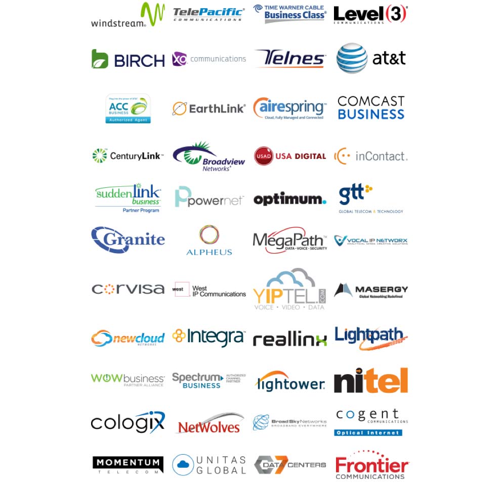 logos of many telecom partners